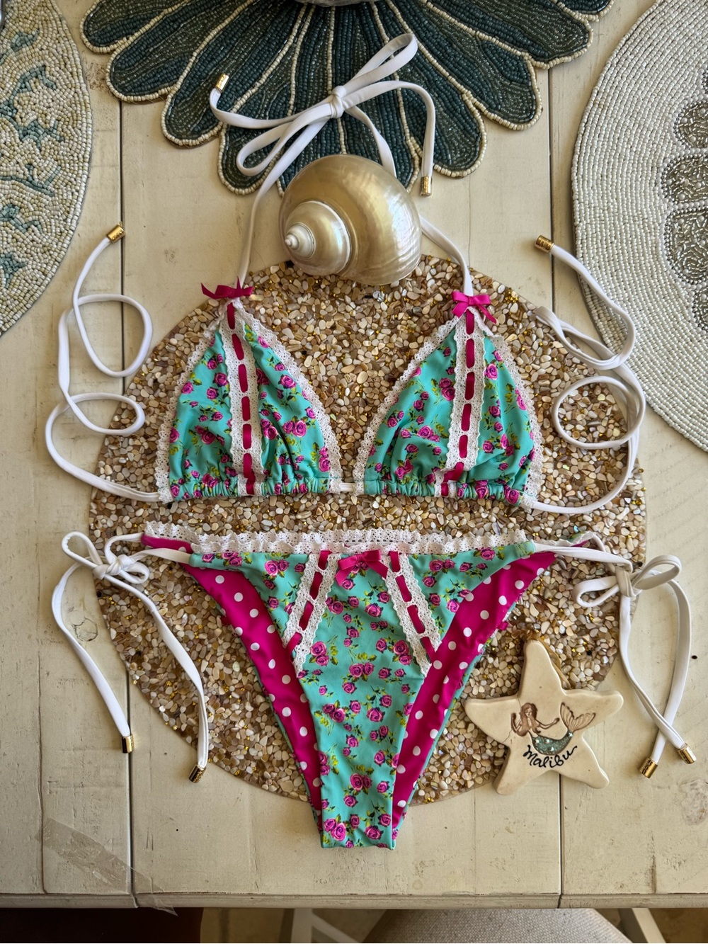 Beach Bunny Swimwear turquoise floral bikini - Picture 4 of 6